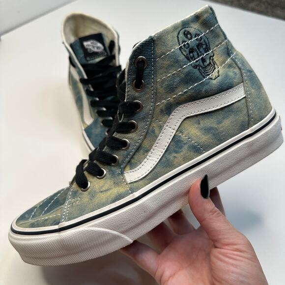 Vans SK8-Hi Tapered Denim Skull Embroidered Sneakers - Picture 1 of 7